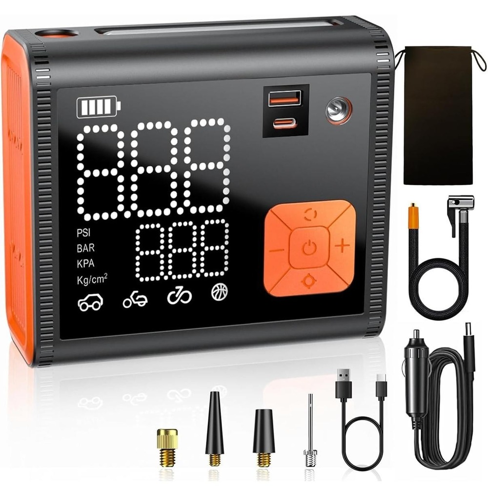 ZUZEE D55 Portable Air Compressor‎ 150PSI 70L/Min Digital Tire Inflator Black